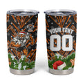 Personalised Wests Tigers Rugby Christmas Tumbler Cup Santa Rugby Mascot - Pine Wreath Festive