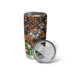 Personalised Wests Tigers Rugby Christmas Tumbler Cup Santa Rugby Mascot - Pine Wreath Festive