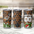 Personalised Wests Tigers Rugby Christmas Tumbler Cup Santa Rugby Mascot - Pine Wreath Festive