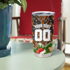 Personalised Wests Tigers Rugby Christmas Tumbler Cup Santa Rugby Mascot - Pine Wreath Festive