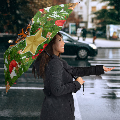 Personalised Wests Tigers Rugby Christmas Umbrella Santa Rugby Mascot - Pine Wreath Festive