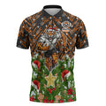 Personalised Wests Tigers Rugby Christmas Zipper Polo Shirt Santa Rugby Mascot - Pine Wreath Festive