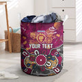 Personalized Brisbane Lions Laundry Basket Aboriginal Dot Painting Graffiti Style