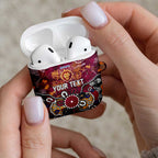 Personalized Brisbane Lions AirPods Case Aboriginal Dot Painting Graffiti Style