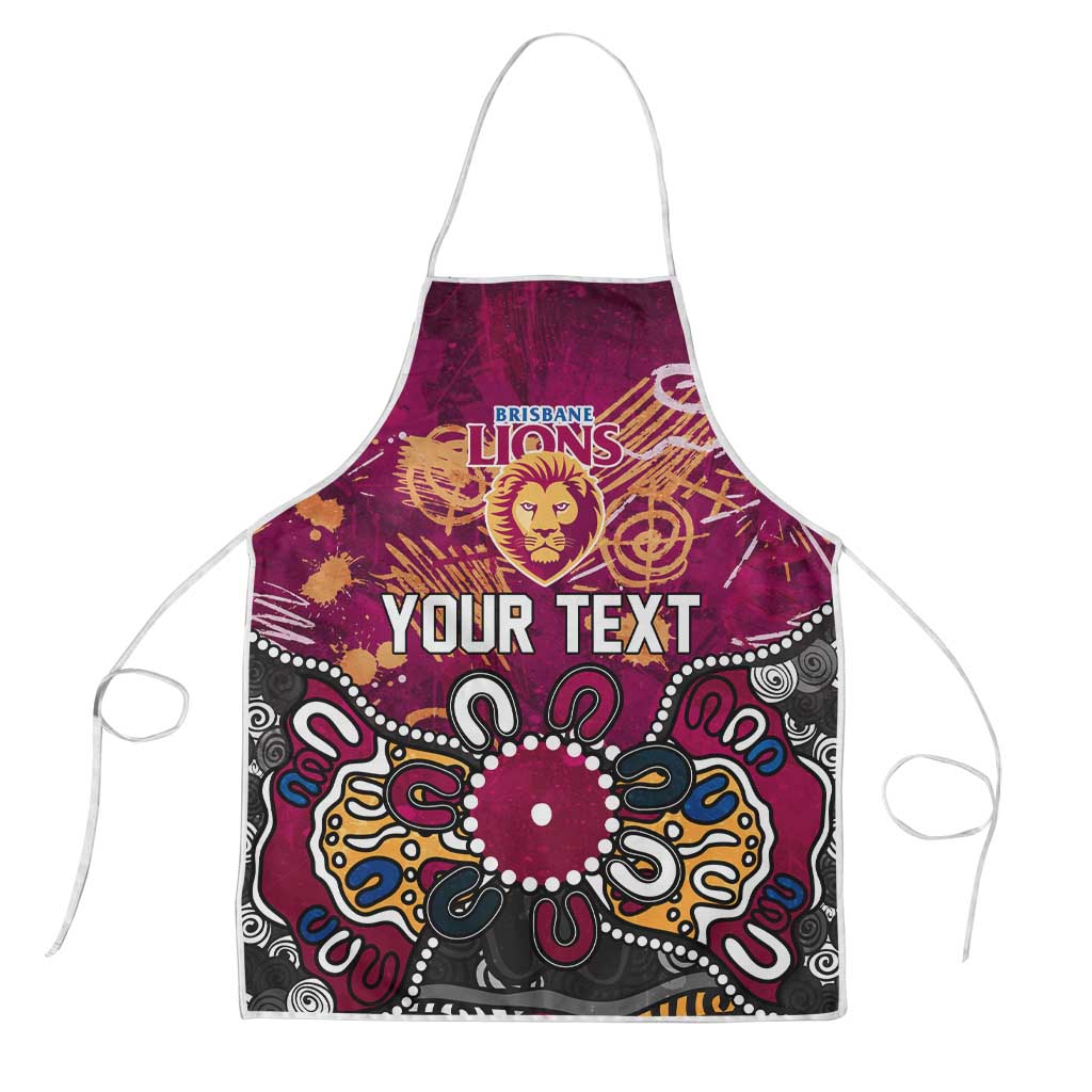 Personalized Brisbane Lions Apron Aboriginal Dot Painting Graffiti Style