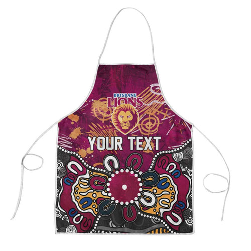 Personalized Brisbane Lions Apron Aboriginal Dot Painting Graffiti Style