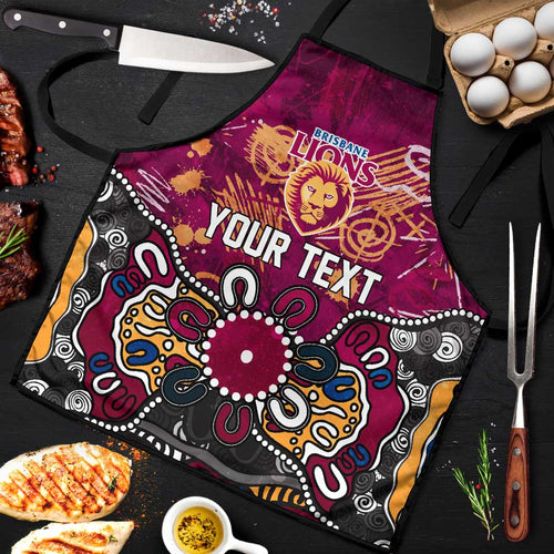 Personalized Brisbane Lions Apron Aboriginal Dot Painting Graffiti Style