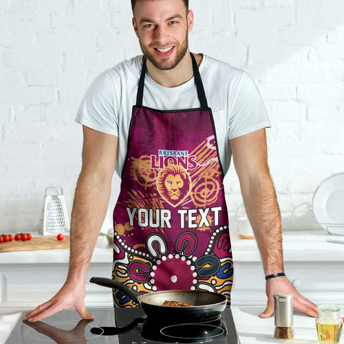 Personalized Brisbane Lions Apron Aboriginal Dot Painting Graffiti Style