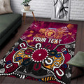 Personalized Brisbane Lions Area Rug Aboriginal Dot Painting Graffiti Style