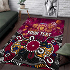 Personalized Brisbane Lions Area Rug Aboriginal Dot Painting Graffiti Style