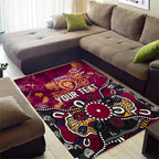 Personalized Brisbane Lions Area Rug Aboriginal Dot Painting Graffiti Style