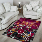 Personalized Brisbane Lions Area Rug Aboriginal Dot Painting Graffiti Style
