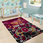 Personalized Brisbane Lions Area Rug Aboriginal Dot Painting Graffiti Style