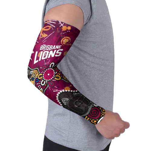 Personalized Brisbane Lions Arm Sleeves Aboriginal Dot Painting Graffiti Style