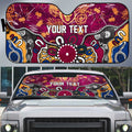 Personalized Brisbane Lions Auto Sun Shade Aboriginal Dot Painting Graffiti Style