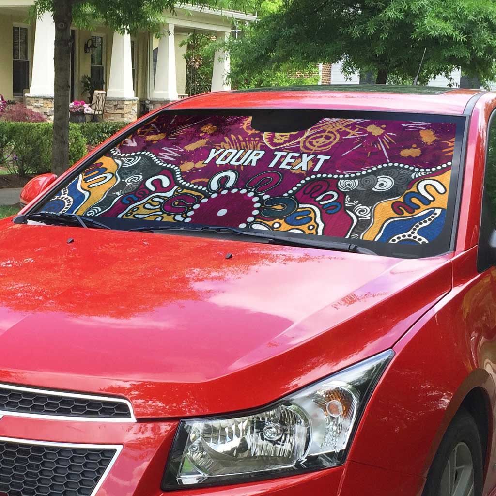 Personalized Brisbane Lions Auto Sun Shade Aboriginal Dot Painting Graffiti Style