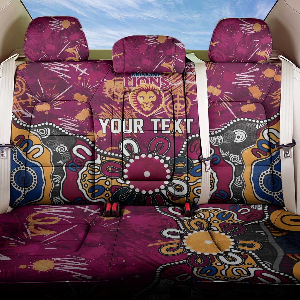 Personalized Brisbane Lions Back Car Seat Cover Aboriginal Dot Painting Graffiti Style