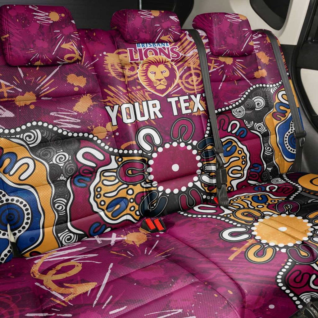 Personalized Brisbane Lions Back Car Seat Cover Aboriginal Dot Painting Graffiti Style