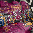 Personalized Brisbane Lions Back Car Seat Cover Aboriginal Dot Painting Graffiti Style