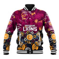 Personalized Brisbane Lions Baseball Jacket Aboriginal Dot Painting Graffiti Style