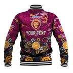 Personalized Brisbane Lions Baseball Jacket Aboriginal Dot Painting Graffiti Style