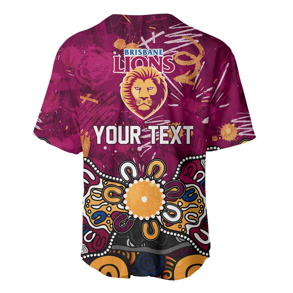 Personalized Brisbane Lions Baseball Jersey Aboriginal Dot Painting Graffiti Style