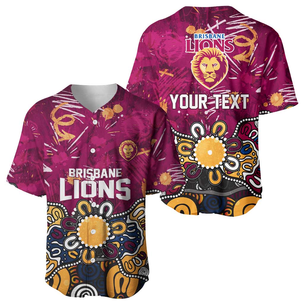 Personalized Brisbane Lions Baseball Jersey Aboriginal Dot Painting Graffiti Style