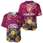 Personalized Brisbane Lions Baseball Jersey Aboriginal Dot Painting Graffiti Style