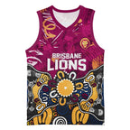 Personalized Brisbane Lions Basketball Jersey Aboriginal Dot Painting Graffiti Style