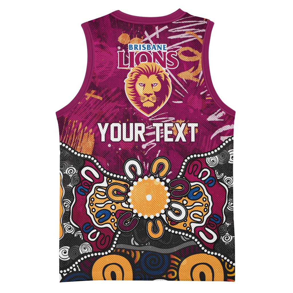 Personalized Brisbane Lions Basketball Jersey Aboriginal Dot Painting Graffiti Style