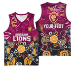 Personalized Brisbane Lions Basketball Jersey Aboriginal Dot Painting Graffiti Style
