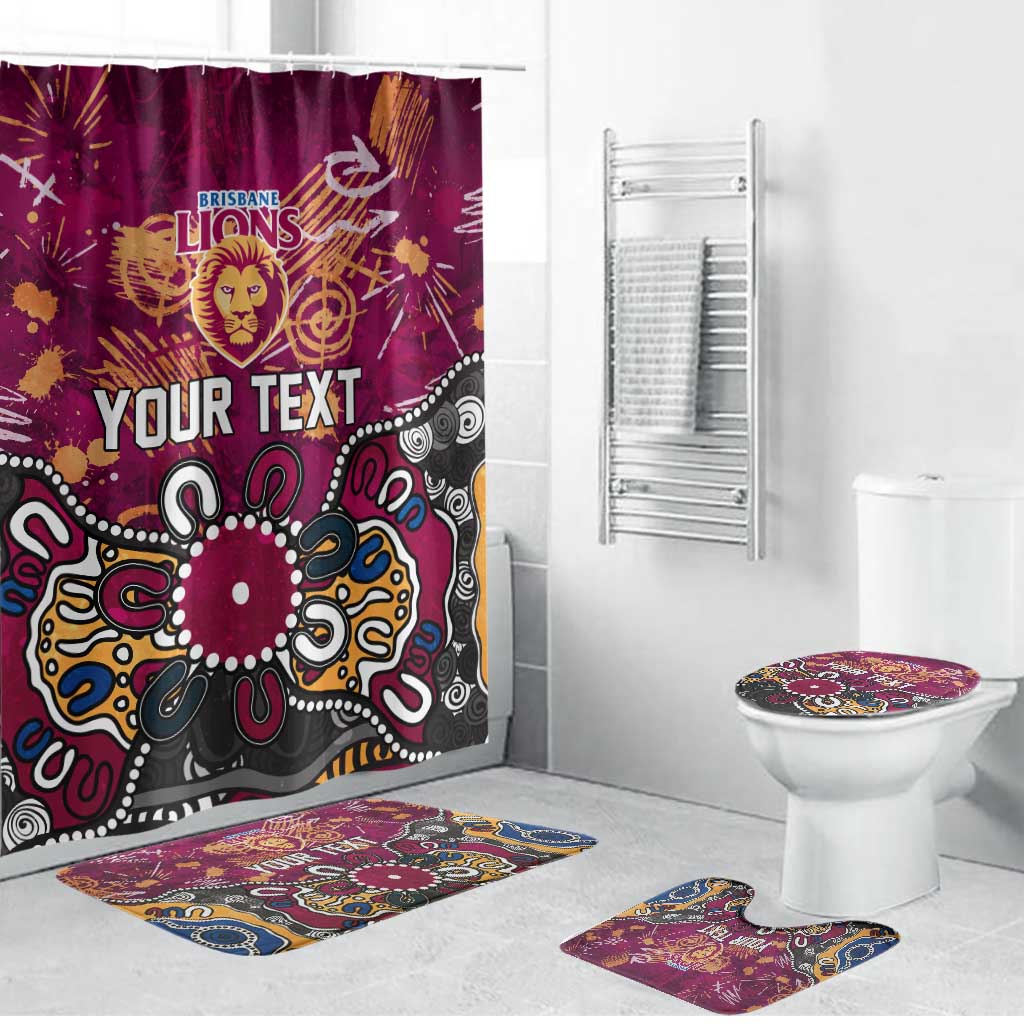 Personalized Brisbane Lions Bathroom Set Aboriginal Dot Painting Graffiti Style