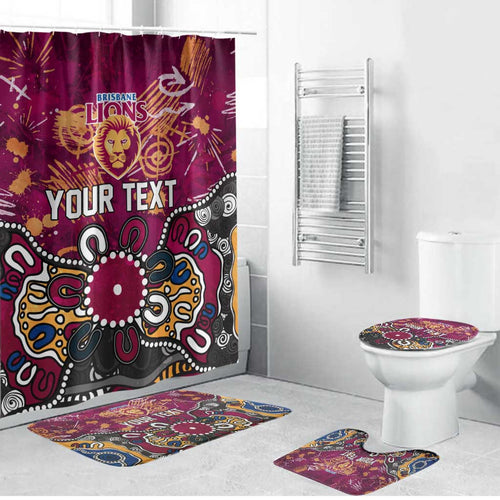 Personalized Brisbane Lions Bathroom Set Aboriginal Dot Painting Graffiti Style