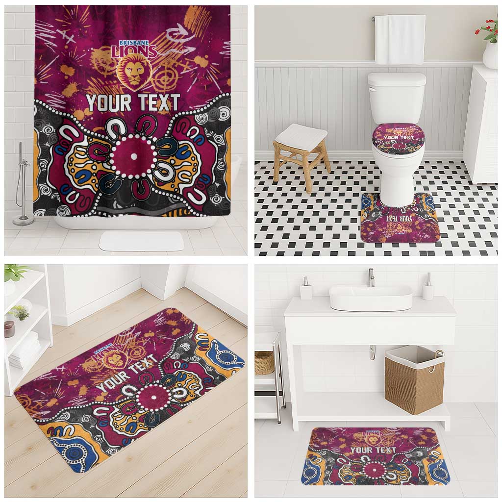 Personalized Brisbane Lions Bathroom Set Aboriginal Dot Painting Graffiti Style