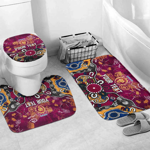 Personalized Brisbane Lions Bathroom Set Aboriginal Dot Painting Graffiti Style
