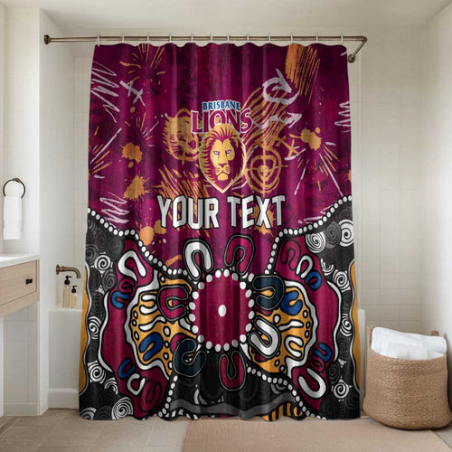 Personalized Brisbane Lions Bathroom Set Aboriginal Dot Painting Graffiti Style