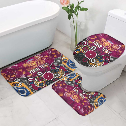 Personalized Brisbane Lions Bathroom Set Aboriginal Dot Painting Graffiti Style