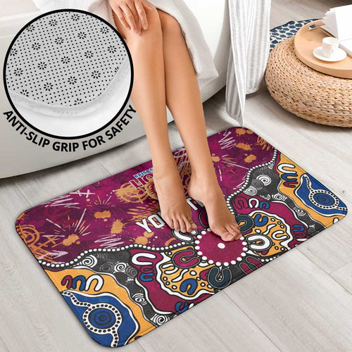 Personalized Brisbane Lions Bathroom Set Aboriginal Dot Painting Graffiti Style