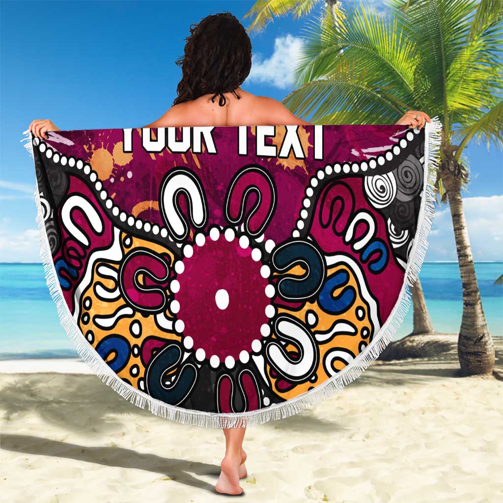 Personalized Brisbane Lions Beach Blanket Aboriginal Dot Painting Graffiti Style
