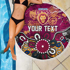 Personalized Brisbane Lions Beach Blanket Aboriginal Dot Painting Graffiti Style