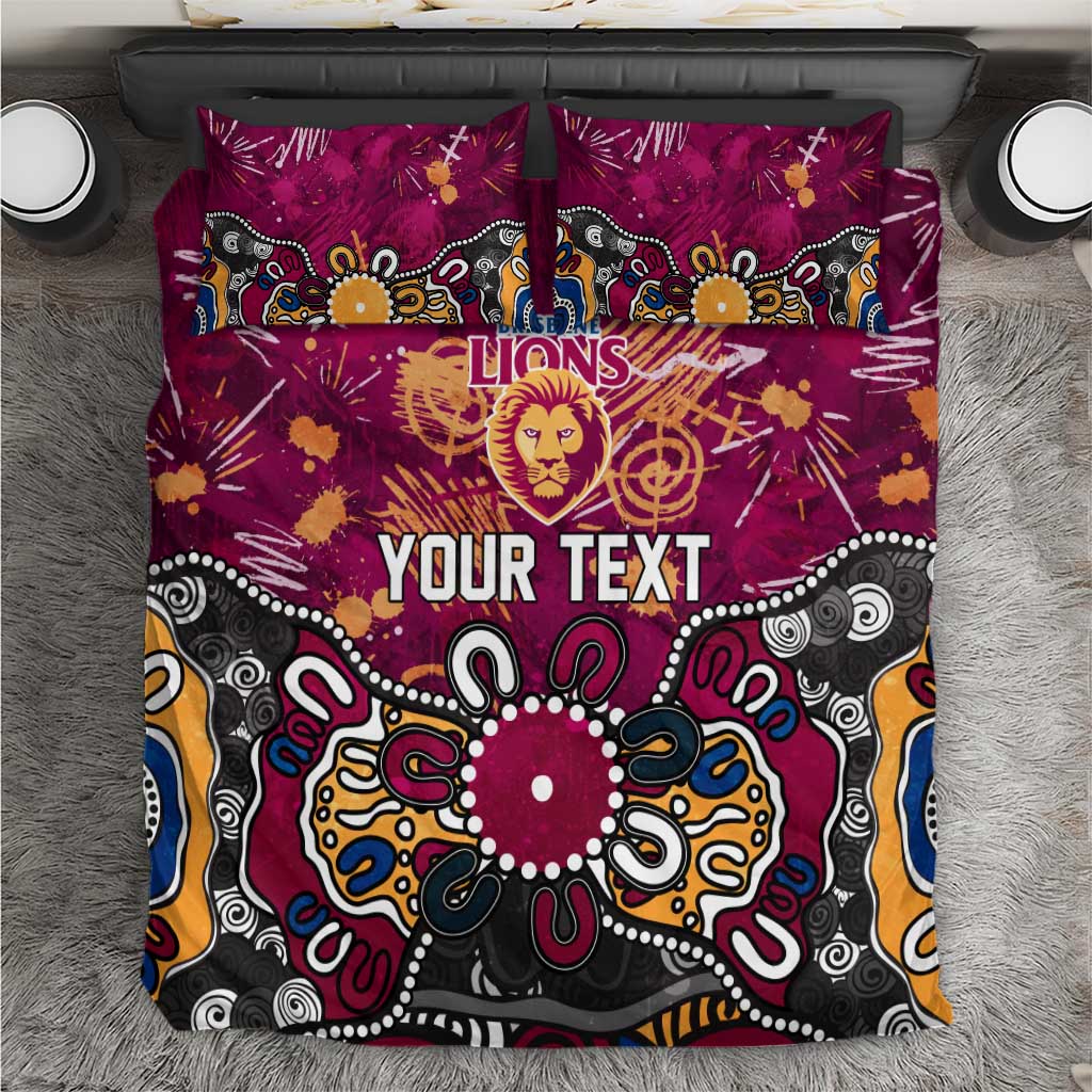 Personalized Brisbane Lions Bedding Set Aboriginal Dot Painting Graffiti Style