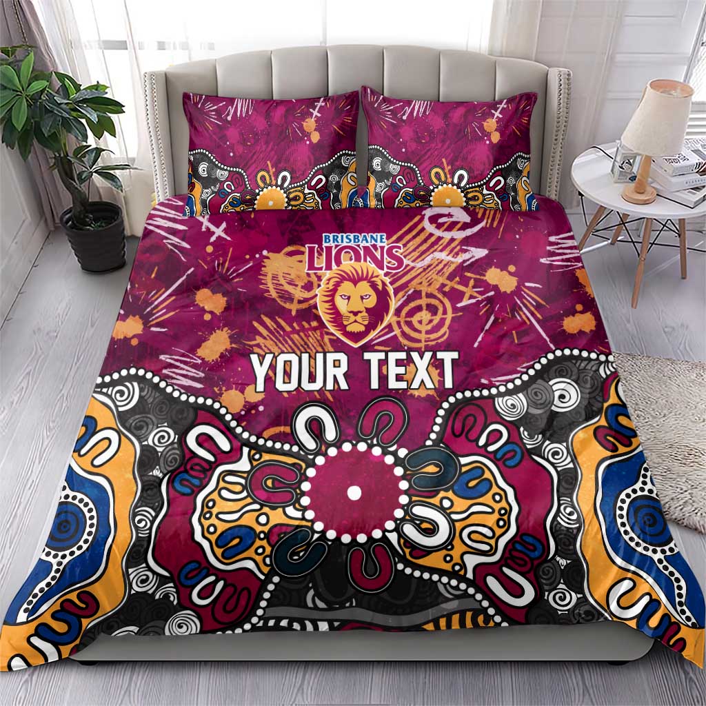 Personalized Brisbane Lions Bedding Set Aboriginal Dot Painting Graffiti Style