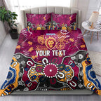 Personalized Brisbane Lions Bedding Set Aboriginal Dot Painting Graffiti Style