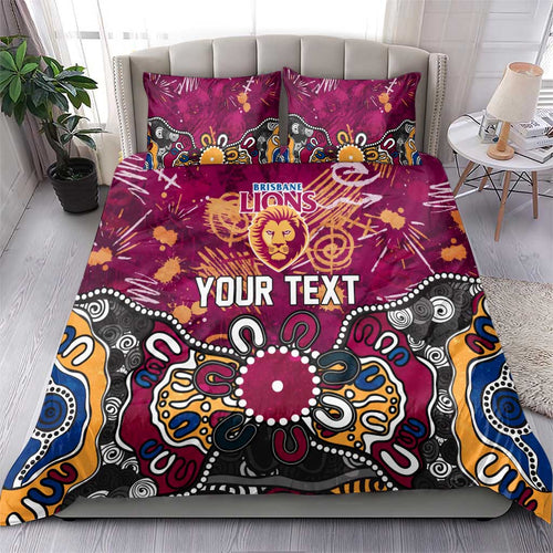 Personalized Brisbane Lions Bedding Set Aboriginal Dot Painting Graffiti Style