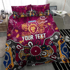 Personalized Brisbane Lions Bedding Set Aboriginal Dot Painting Graffiti Style