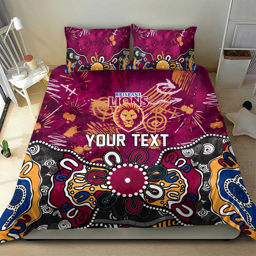 Personalized Brisbane Lions Bedding Set Aboriginal Dot Painting Graffiti Style