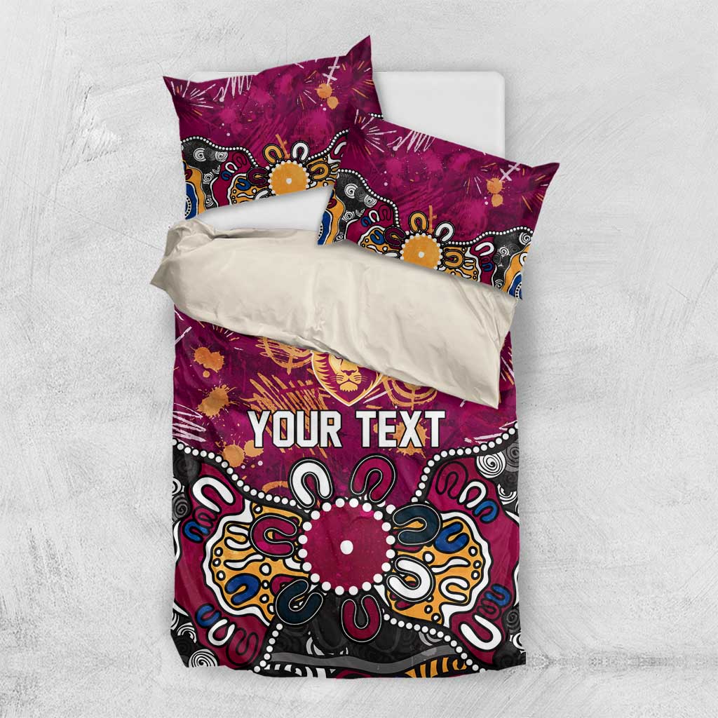 Personalized Brisbane Lions Bedding Set Aboriginal Dot Painting Graffiti Style