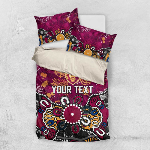 Personalized Brisbane Lions Bedding Set Aboriginal Dot Painting Graffiti Style