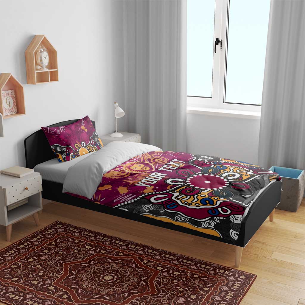 Personalized Brisbane Lions Bedding Set Aboriginal Dot Painting Graffiti Style