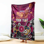 Personalized Brisbane Lions Blanket Aboriginal Dot Painting Graffiti Style